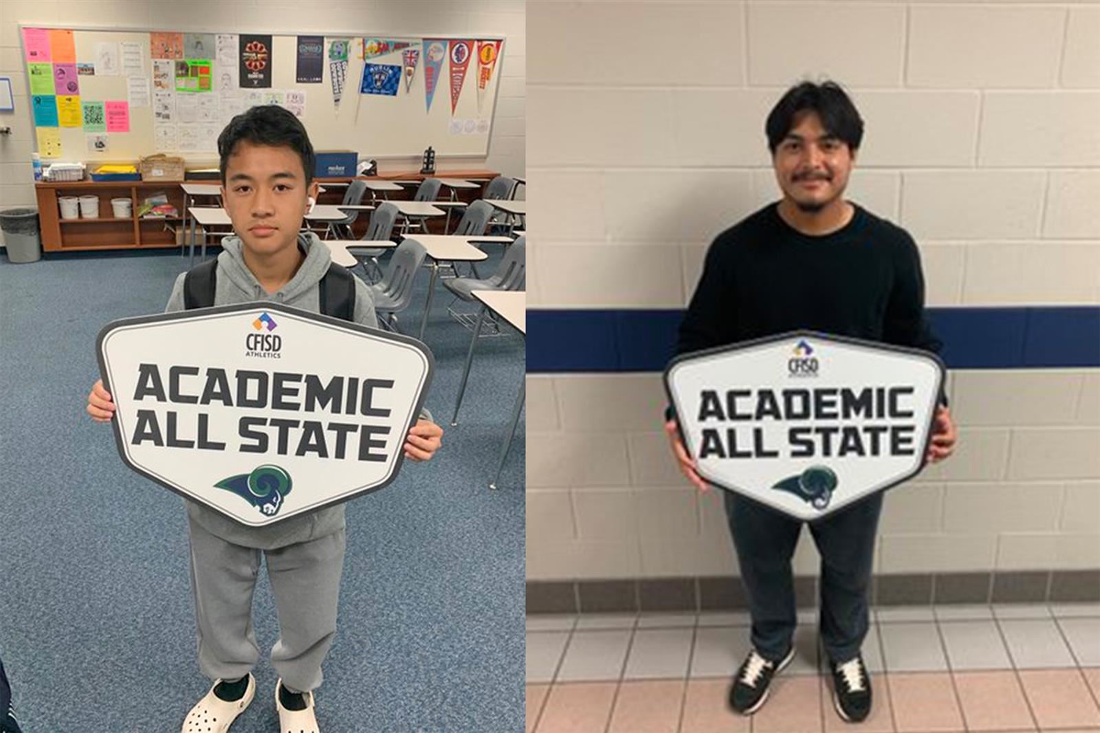 Cy Ridge seniors Jesse Phan, left, and Henry Molina were among 37 CFISD students named to the THSCA Academic All-State team.